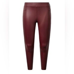 Faux Leather Skinny Leggings - Deep Burgundy